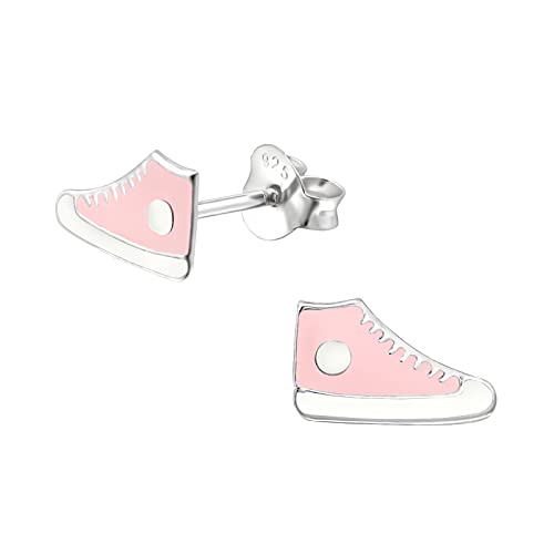 Laimons Mädchen Kids Kinder-Ohrstecker Ohrringe Kinderschmuck Schuh Sneaker Turnschuh Stern 10mm rosa pink weiß aus Sterling Silber 925