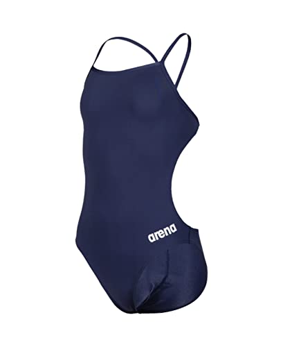 ARENA Mädchen Girl's Team Swimsuit Challenge Solid Badeanz ge, Navy-white, 164 EU