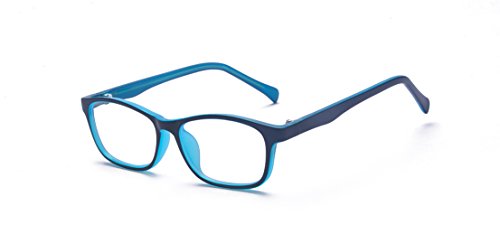 ALWAYSUV Blaulicht blockierende Brille Vintage Nerd Square Keyhole Design Brillenrahmen für Kinder Kinder Teens Blau