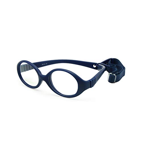 EnzoDate Flexible No Schraube Mädchen Brillen Größe 41/15 mit Kordel, jungen Gläser & Gurt, Kinder Brille, Brille biegsamen Safe Baby (Navy)