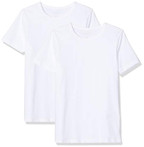 NAME IT Jungen NKMT Slim 2P SOLID NOOS T-Shirt, Weiß (Bright White Bright White), 122-128 (2er Pack)