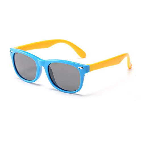 Suertree Polarisierte Sonnenbrille Kids Square Silikon Flexible Anti UV 400 Brille Jungen Mädchen Anzug für 3-12 Jahre yellow leg blue frame