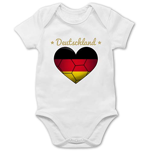Sport Baby - Handballherz Deutschland - 1/3 Monate - Weiß - Baby Deutschland - BZ10 - Baby Body Kurzarm für Jungen und Mädchen