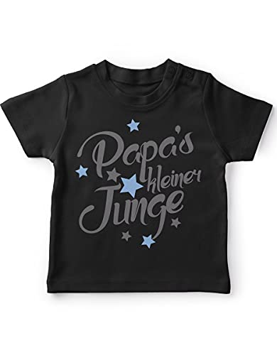 miKalino Baby/Kinder T-Shirt mit Spruch für Jungen Mädchen Unisex Kurzarm Papas Kleiner Junge | handbedruckt in Deutschland | Handmade with Love, Farbe:schwarz, Grösse:56-62