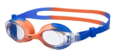 arena Kinder Unisex Training Freizeit Schwimmbrille X Lite Kids (UV-Schutz, Anti-Fog, Harte Gläser), mehrfarbig (Blue Orange-Clear), One Size