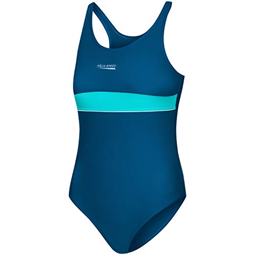 Aqua Speed Sport Badeanzug Mädchen blau türkis 5/6 Jahre | Schwimmbekleidung für Kind mit UV-Schutz | Kids Girls Swimming Costume | Schwimmunterricht | 28 Blue - turquois | Emily