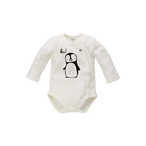 Pinokio - Happy Day- Baby Wickelbody 100% Baumwolle, Weiß mit Pinguin - Body - Langarmbody mit Druckknöpfen Mädchen