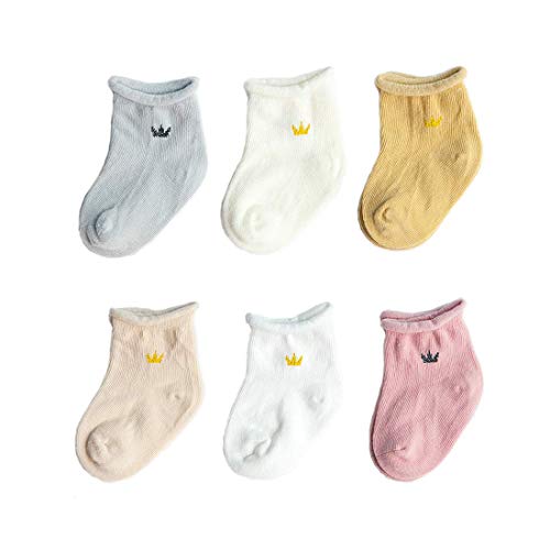 FYGOOD Unisex - Baby Socken Erstlingssöckchen, Krone 6er Set XS(0-6 Monate)