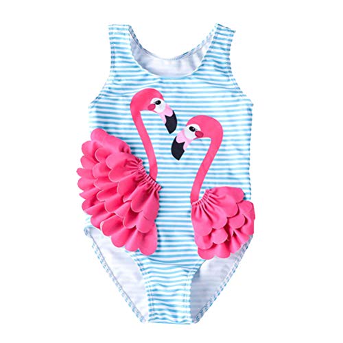 FENICAL Cartoon-Badeanzug Flamingo Bademode Baby Girl Schnell trocknender einteiliger Badeanzug (XXL, geeignete Höhe: 100-110 cm)