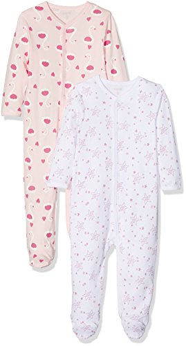 Care Baby-Mädchen Schlafstrampler, 2er Pack, Mehrfarbig (Weiss 100), 0 - 3 Monate (Herstellergröße: 50 )