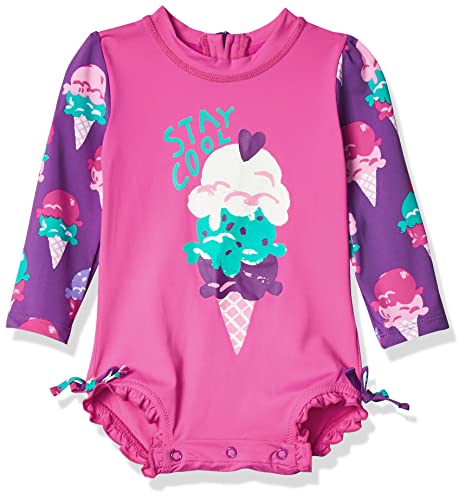 Hatley Baby-Mädchen Mini Rashguard Swimsuit Badeanzug, Blau (Ice Cream Treats), 86