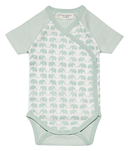Sense Organics Baby-Jungen YGON Wickelbody GOTS-Zertifiziert Body, Mehrfarbig (AOP Elephant+Light Blue Stripe 281019), 74 (Herstellergröße: 6M)