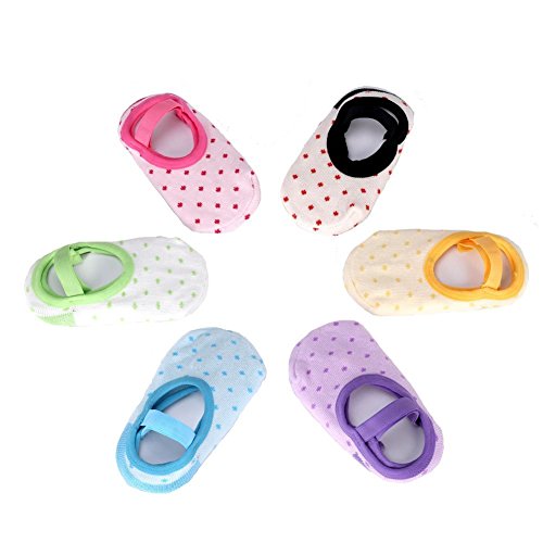ElecMotive Kinder 6-pack Socken wie Taufschuhe rutschfeste Fußsocken Babysocken Schuhe für die Kinder von 6-36 Monat in 6 Farbe