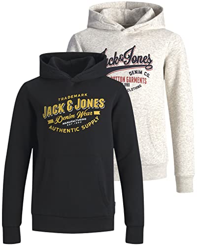 JACK & JONES Junior Kinder Hoodie Set - Größe 128 bis 176 - Kapuzen-Pullover für Kids - Pulli im Mehrfach-Pack mit verschiedenen Motiven und Farben (A-JJJ-Hoodie-JrDoppelmix2-164)