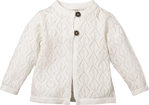 lupilu® Baby Mädchen Strickjacke aus 100% Bio-Baumwolle (wollweiß Ajourstrick-Muster, Gr. 50/56)
