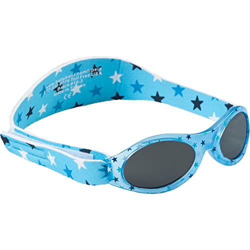 Dooky BabyBanz Blue Star Baby Sonnenbrille für Mädchen und Jungen (Babysonnenbrille 0 - 2 Jahre, klinisch getesteter 100% UV-A & UV-B Schutz, bruchsicheres Glas, verstellbares Neoprenband), blau