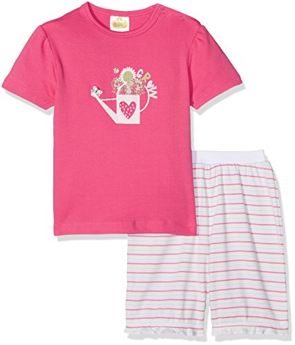 DIMO-TEX Baby-Mädchen Pyjamashorty My Lovely Garden 2tlg Zweiteiliger Schlafanzug, Mehrfarbig (Rosaweiß 60), 104