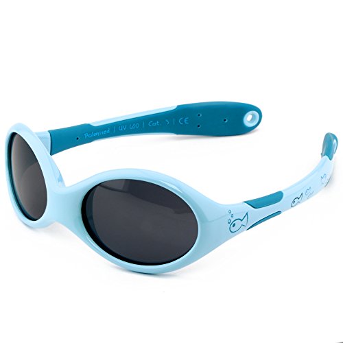 ActiveSol BABY-Sonnenbrille | JUNGEN | 100% UV 400 Schutz | polarisiert | unzerstörbar aus flexiblem Gummi | 0-2 Jahre | 18 Gramm [Fish | S]