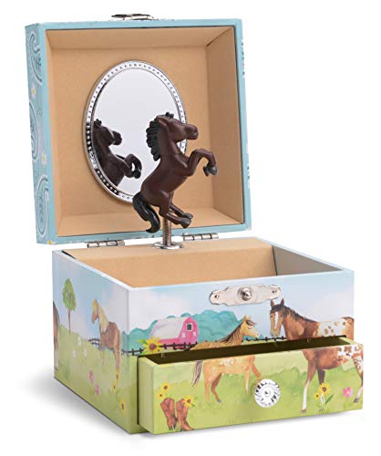 Jewelkeeper - Girl's Musikalische Schmuckaufbewahrungsbox mit ausziehbarer Schublade, Pferd und Scheune Design - Home on The Range Tune