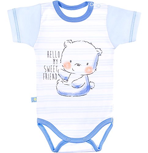 Be Mammy Kinder Baby Body Kurzarm BEEK0008 (Blau/Streifen, 92)