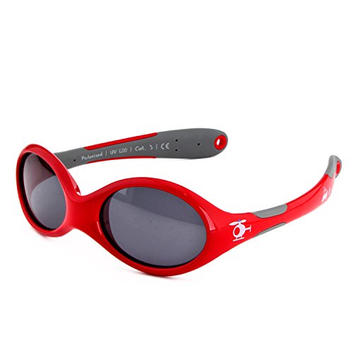 ActiveSol BABY-Sonnenbrille | JUNGEN | 100% UV 400 Schutz | polarisiert | unzerstörbar aus flexiblem Gummi | 0-2 Jahre | 18 Gramm [Chopper | S]