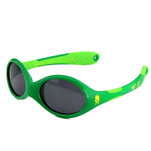 ActiveSol BABY-Sonnenbrille | JUNGEN | 100% UV 400 Schutz | polarisiert | unzerstörbar aus flexiblem Gummi | 0-2 Jahre | 18 Gramm [Monster | S]
