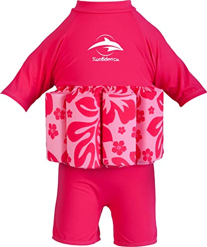 Konfidence Badeanzug mit Schwimmhilfe 2- 3 Jahre Rosa - Pink Hibiscus