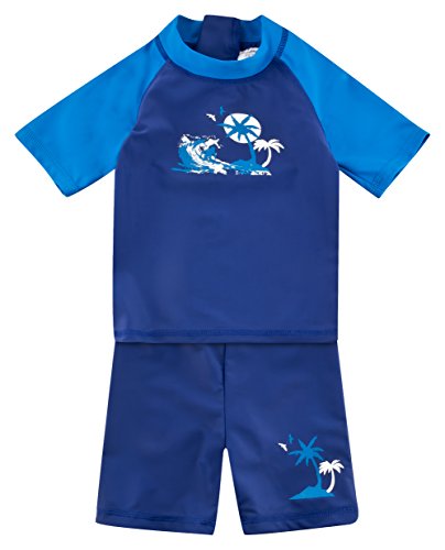 Landora®: Baby- / Kinder-Badebekleidung kurzärmliges UV-Schutz 2er Set in Marine, Größe 62/68