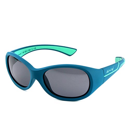ActiveSol Kids @School Kinder Sport-Sonnenbrille | Mädchen und Jungen | 100% UV 400 Schutz | polarisiert | unzerstörbar aus flexiblem Gummi | 5-10 Jahre | nur 22 Gramm (Petrol/Türkis)