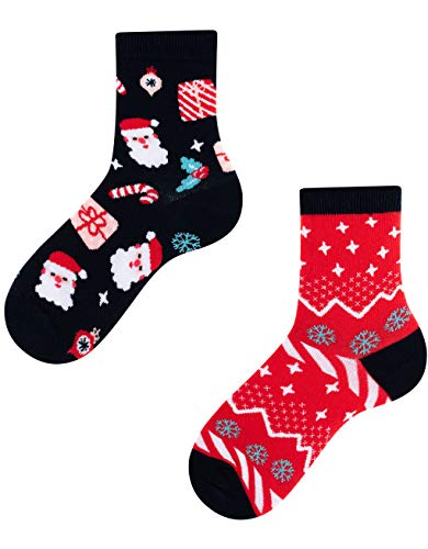 TODO Colours - Weihnachten Socken Kinder Lustige Weihnachtssocken mit Nicolaus (Good Xmas Kinder, 31-34)