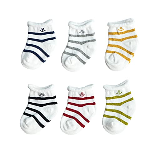 FYGOOD Unisex - Baby Socken Erstlingssöckchen, Streifen 6er Set XS(0-6 Monate)