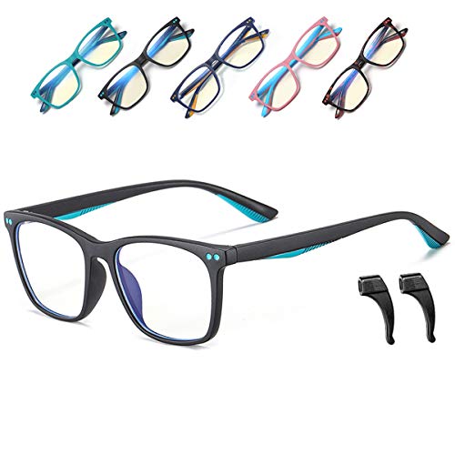 Musivon Kinder Brille Ohne Stärke-Anti Blaulichtfilter Brille Kinder Blaufilter Spiel Computer Brillen für Mädchen Junge mit Gläsern 4-14 Jahre(Schwarz)