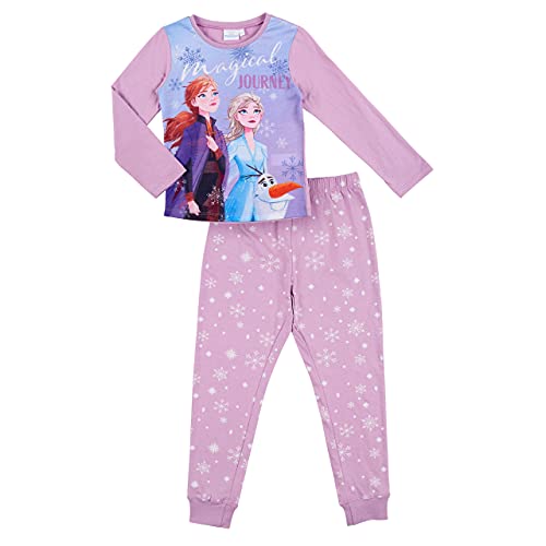 Eiskönigin Schlafanzug Pyjama Langarm Mädchen (Rosa, 116)