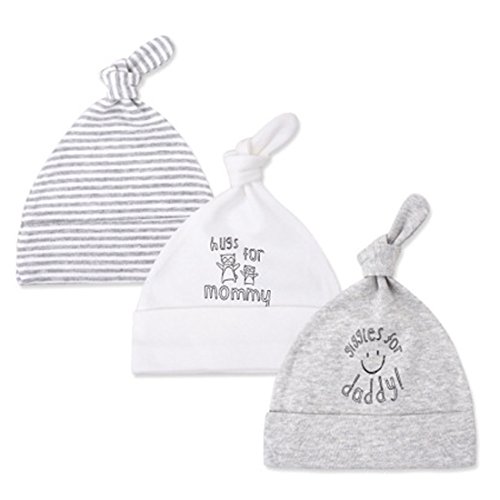 CuteOn 3 Pack Baby Beanie Knoten Hut Neugeboren Jungen Mädchen Baumwolle Einstellbar Kappe zum Baby 0-6 Monate