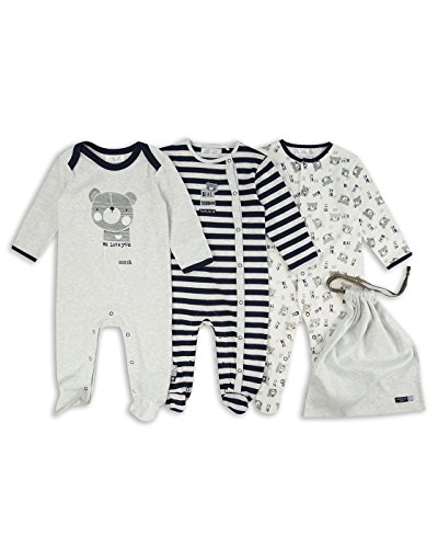 The Essential One - Baby-Jungen - Teddybär Schlafanzuge - (3-er Pack mit Beutel) - Blau/Grau/Weiß - ESS181-74-80cm