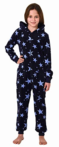 Mädchen Jumpsuit Overall Schlafanzug Pyjama Langarm in Sterne Optik - 202 467 97 961, Farbe:Marine, Größe:140