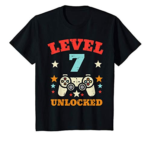 Kinder Level 7 Unlocked Game Controller 7th Birthday Gaming Gamer T-Shirt