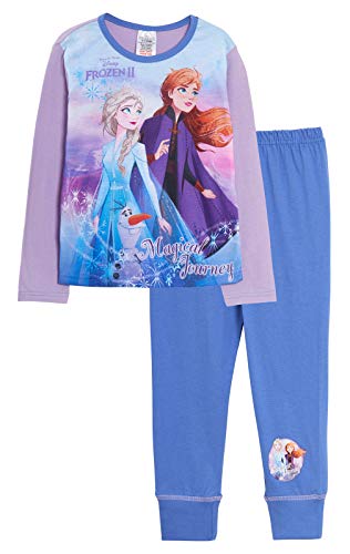 Disney Mädchen-Schlafanzug mit Elsa, Anna und Olaf, 2 Stück Gr. 5-6 Jahre, Magische Reise