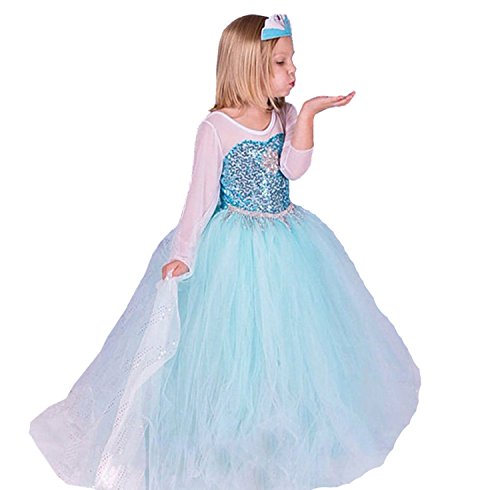 ELSA & ANNA® Mädchen Prinzessin Kleid Verrücktes Kleid Partei Kostüm Outfit DE-FR314 (3-4 Jahre - Size Code S, DE-FR314)