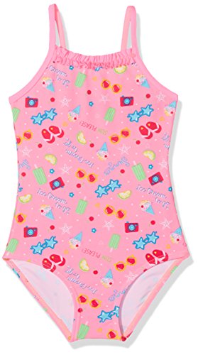 DIMO-TEX Sun Baby-Mädchen Badeanzug UV-Schutz 50 Einteiler, Mehrfarbig (Pink, AOP Ice Cream), 104