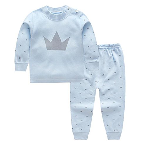 Meedot Pyjama Set für Baby, 2 Stück Baumwolle Langarm Winter Warm Nachtwäsche für 0-5 Jahre alt Kinder