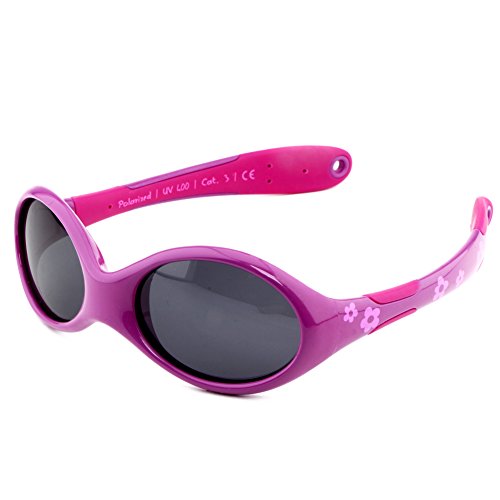 ActiveSol BABY-Sonnenbrille | MÄDCHEN | 100% UV 400 Schutz | polarisiert | unzerstörbar aus flexiblem Gummi | 0-2 Jahre | 18 Gramm [Size S - Flower]