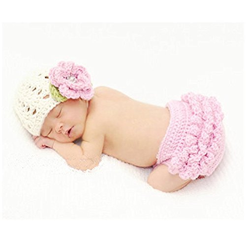 BINLUNNU Neugeborene Junge mädchen Handarbeit gehäkelte Baby kostüm fotoshooting Hut Mütze Keuchen