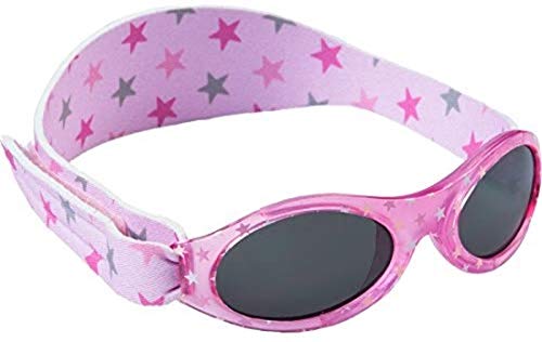 Original Dooky Baby Banz Pink Star Baby Sonnenbrille für Mädchen, 0 - 2 Jahre, UV-A & UV-B Schutz, bruchsicheres Glas mit Neoprenband, pink