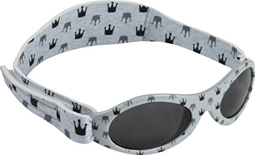 Dooky Baby Banz Baby-Sonnenbrille 0-2 Jahre | Light Grey Crowns | 100% UV-A und B Schutz UV400 | Mit verstellbarem Neoprenband