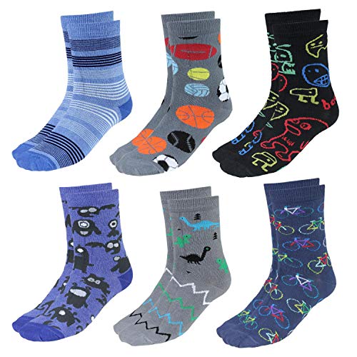 TupTam Kinder Socken Bunt Gemustert 6er Pack für Mädchen und Jungen, Farbe: Junge 2, Socken Größe: 31-34