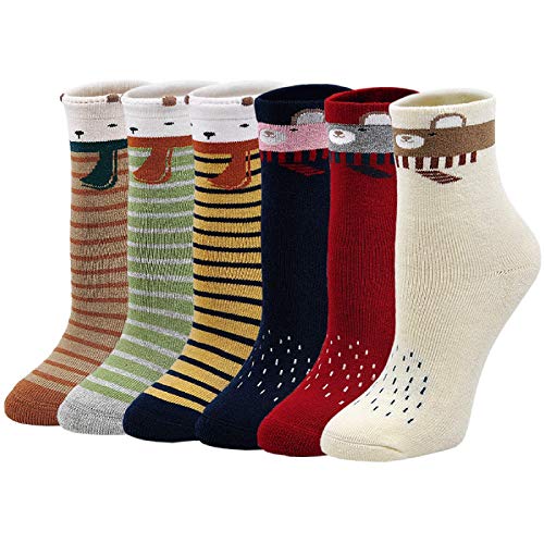 LOFIR Dicke Kinder Socken aus Baumwoll Winter Warme Thermo Socken für kleine Mädchen Jungen Kleinkind Neuheit Socken Größe 24-29, für 5-7 Jahre, 6 Paare