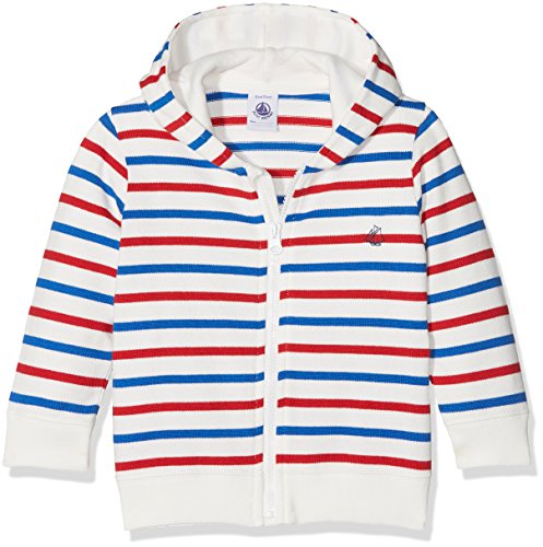 Petit Bateau Baby-Jungen Sweat Shirt A Capuche 27611 Kapuzenpullover, Mehrfarbig (Marshmallow/Multico 14), 68 (Herstellergröße: 6m/67cm)