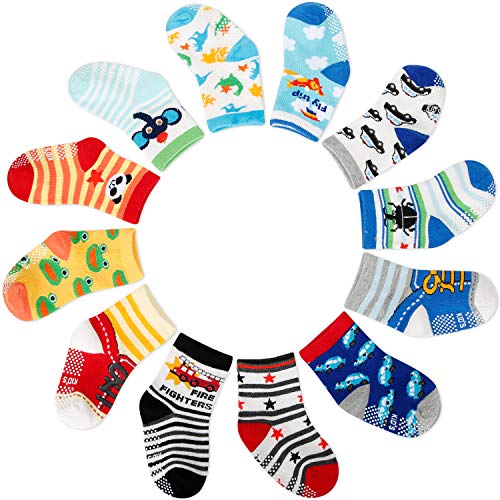 ZOEREA Baby(6-36 Monate) 12cm Socken gemischter 12er Pack, mit ABS, Baumwolle
