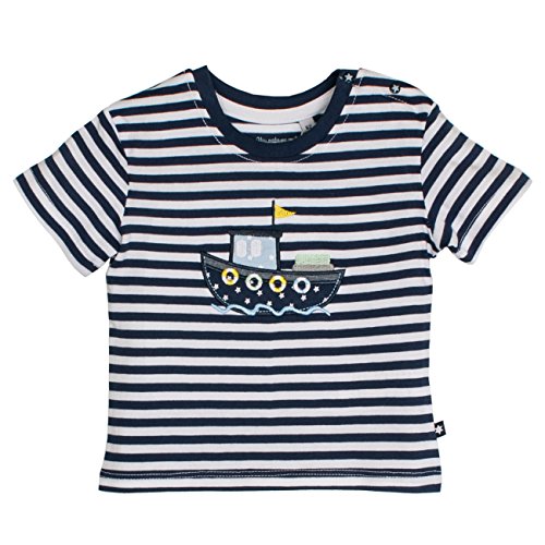 Salt & Pepper Baby-Jungen NB Ready Stripe T-Shirt, Blau (Navy 460), 56